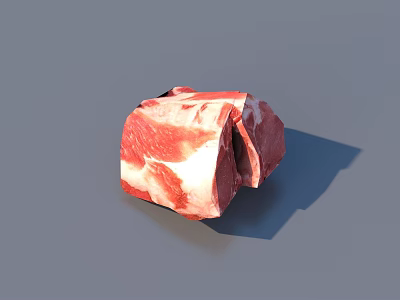 Fresh Raw Beef Rib Chunk With Marbled Red And White Meat 3d model