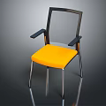 Stylish Modern Leisure Chair With Yellow Cushioned Seat Black Armrests And Metal Legs
