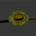 Long Curved Knife With Brown Wooden Handle And Green Ring Design