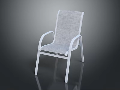 White Modern Durable Chair With Armrests Mesh Seat And Backrest Design 3d model