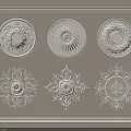 Ornate Ceiling Medallions with Various Intricate Patterns and Classic Designs 3d model