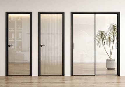 Modern swing door glass door glass single door 3d model