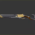 Ornate Long Handle Weapon With Gold Gray Accents And Decorative Details