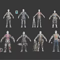 Video Game And Movie Characters With Various Outfits Different Styles And Equipment