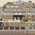Modern buffet workbench self-service condiment table take-up tableware bowl tray console 3d model
