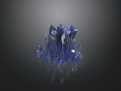Blue Crystal Cluster Stack Featuring Shiny Prismatic Geometric Transparent Facets 3d model