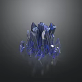 Blue Crystal Cluster Stack Featuring Shiny Prismatic Geometric Transparent Facets