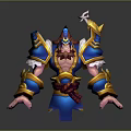 Mythical Warrior Character In Blue Gold Armor With Creature Inspired Decorative Elements 3d model