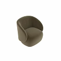 Modern Beige Fabric Leisure Chair With Curved Arms And Rounded Design