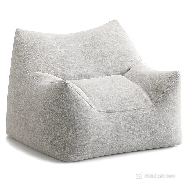 Modern Light Gray Fabric Single Sofa With Soft Rounded Design And Comfortable Seating 3d model