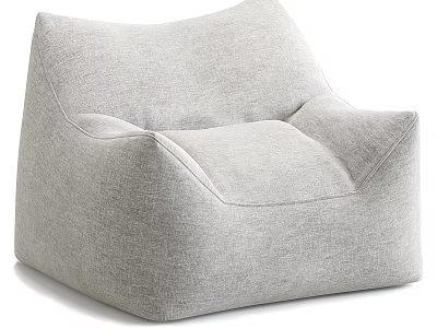 Modern Light Gray Fabric Single Sofa With Soft Rounded Design And Comfortable Seating 3d model