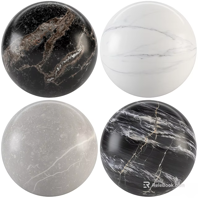 Natural Marble Sphere Components with Various Colors and Decorative Textures 3d model 