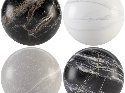 Natural Marble Sphere Components with Various Colors and Decorative Textures 3d model