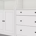 Modern Storage Furniture Set With White Cabinets Drawers And Gray White Spheres