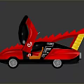 Red Sports Car With Streamlined Design Black White Accents And Rear Wing