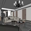 Modern Living Dining Room Interior Design With Neutral Tones Sofa Coffee Table And Chandelier