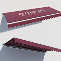 Maroon Retractable Awning with Scalloped Edge and Psychology Text for Storefront