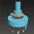 Blue Rotary Switch Device With Black Base And Golden Metal Components
