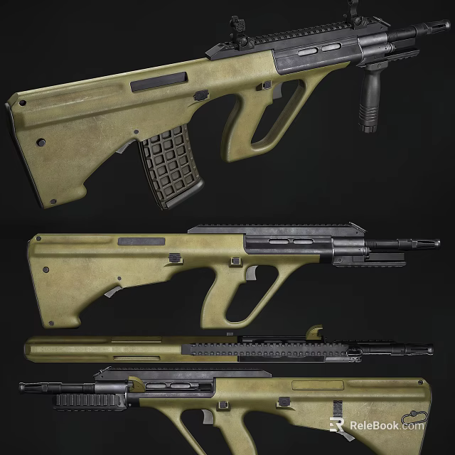 Military Style Tactical Rifle With Detachable Magazine Ergonomic Grip And Multiple Angles 3d model 