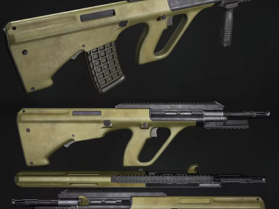 Military Style Tactical Rifle With Detachable Magazine Ergonomic Grip And Multiple Angles 3d model