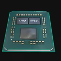 AMD Ryzen CPU Processor with Green Circuit Board and Gold Contacts Design