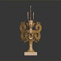 Artistic Golden Sculpture Carving With Intricate Decorative Design And Square Base