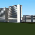 Modern Hotel Building Complex With Glass Curtain Wall And Multi Storey Design