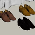 Different Colored Leather Shoes In Brown Dark Brown Black With Laces On Light Background