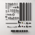 Assorted Other Metal Hardware Components Including Screws Bolts Washers Metal Bars And Small Blocks