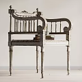 Vintage Wooden Accent Chair With Carved Backrest And Ornate Slim Legs In Minimalist Neutral Room