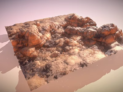 Rugged Desert Landscape With Orange And Gray Rocky Rough Surface Natural Formation 3d model