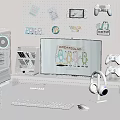 Modern Entertainment Room With Gaming Setup Computer Keyboard Headphones Game Controllers And Pegboard Decor