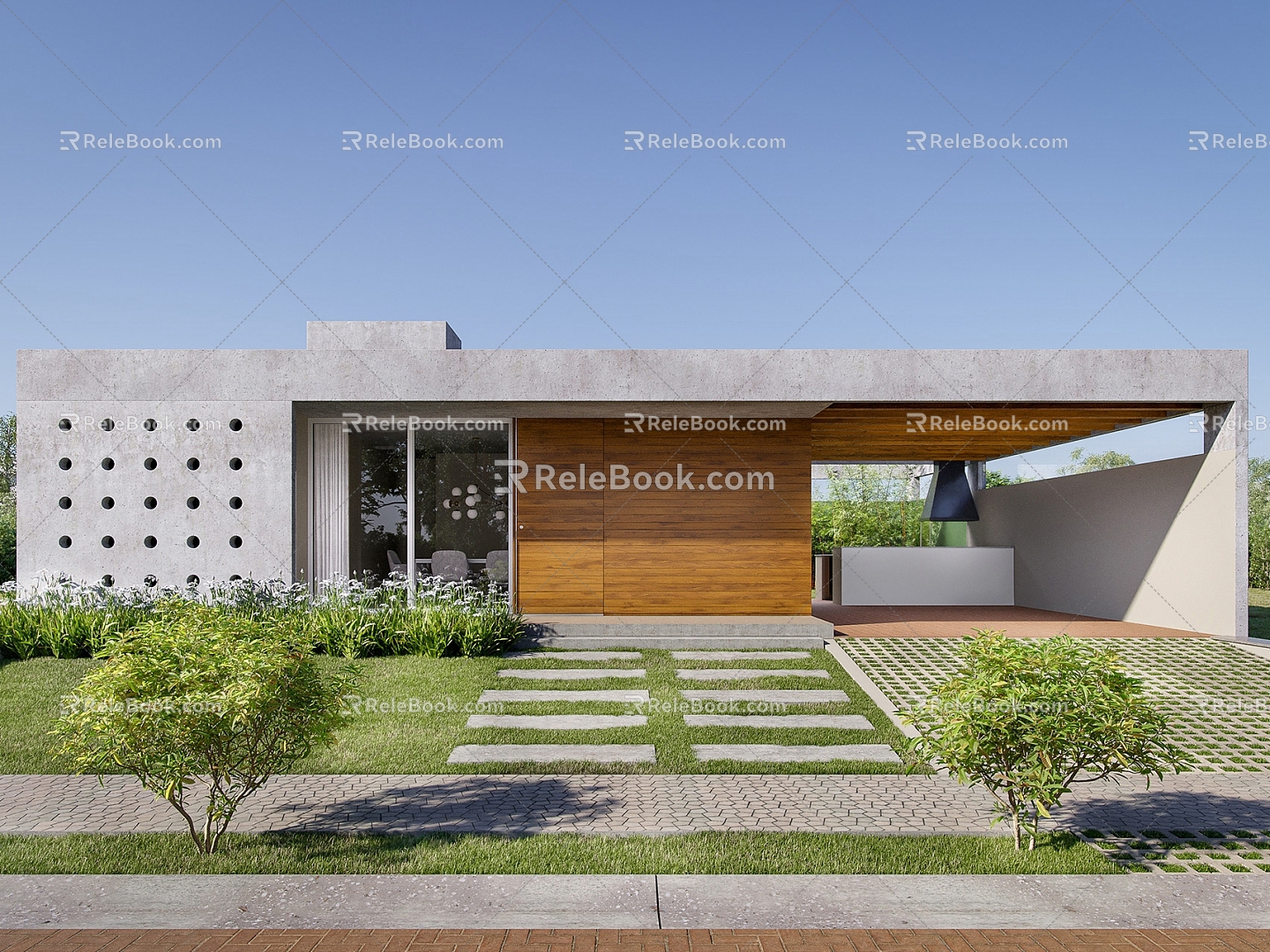 Concrete Homestay Building Single-family Villa Self-built House 3d model