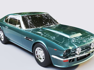 Vintage Green Sports Car With Shiny Body And Chrome Wheels 3d model