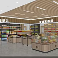 Supermarket Grocery Store With Daily Necessities And Grain Oil Seasoning Sections Displayed On Shelves And Promotion Counters