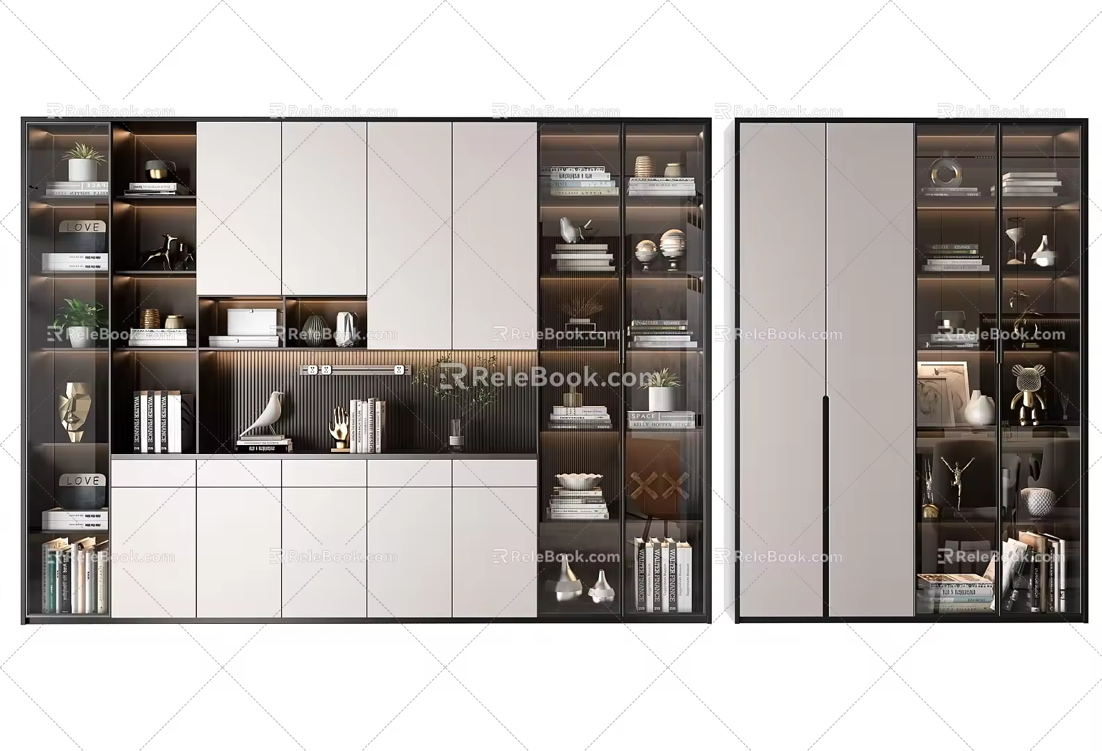 Modern bookcase combination 3d model