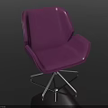 Contemporary Purple Upholstered Accent Chair With Stylish Metal Swivel Base For Living Room
