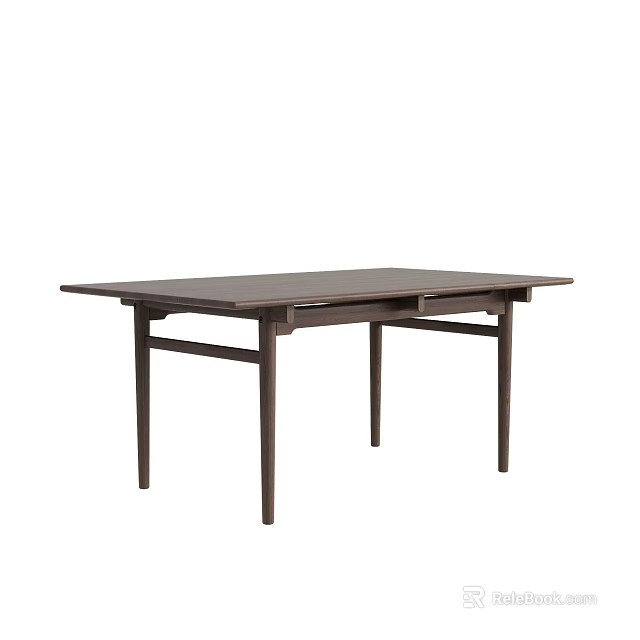 Dark Colored Wooden Dining Table With Minimalist Design And Rectangular Tabletop 3d model