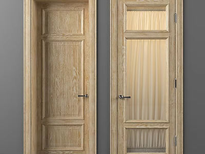 Wooden Swing Door Design With Panel And Glass Insert For Interior Spaces 3d model
