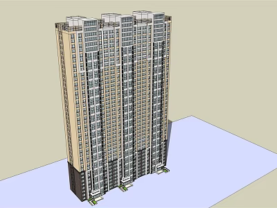 Modern High-Rise Residential Buildings Exterior Design With Glass Curtain Walls And Balconies 3d model