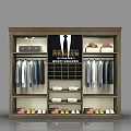 Elegant Display Cabinet Shelving for Men's Formal Wear with Suits Shirts Ties Shoes and Hats