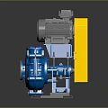 Industrial Blue Mechanical Pump With Yellow Motor And Metal Base Device