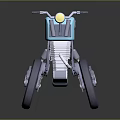 Minimalist Modern Blue Motorcycle 3D Model Featuring Black Seat And Yellow Headlight