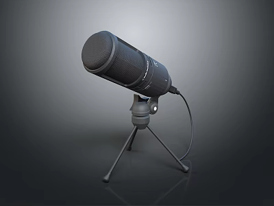 Black Over Ear Headphones Placed On Tripod Stand With Gray Gradient Background 3d model