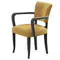 Modern Upholstered Single Chair With Yellow Textured Fabric Black Armrests And Sturdy Legs