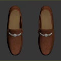 Classic Brown Leather Loafers With Silver Metal Buckle For Men’s Casual Fashion