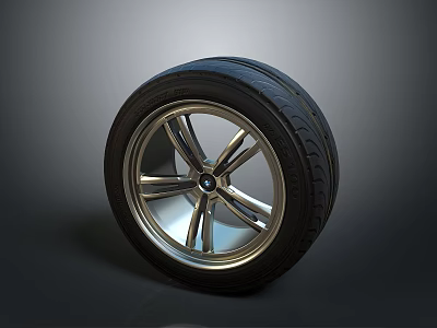 High Quality Car Parts Alloy Wheel Rim And Rubber Tire With Tread Pattern 3d model