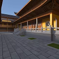 Ancient Chinese Architecture With Yellow Walls Black Roofs And Courtyard Layout