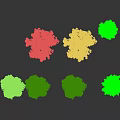 Various Colored Arbor Trees Displaying Pink Blossoms Yellow And Green Foliage