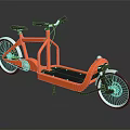 Orange Modern Two Seater Bicycle With Scooter Like Design And White Rims